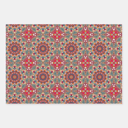 Red Circle Mandala Wrapping Paper Sheets Geschenkpapier Set (Vorderseite 3)
