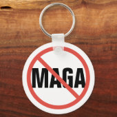 Red Circle No Signing Anti-MAGA Politische Meinung Schlüsselanhänger (Vorderseite)