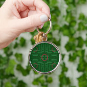 Red Circle on Green Geometric Schlüsselanhänger (Hand)