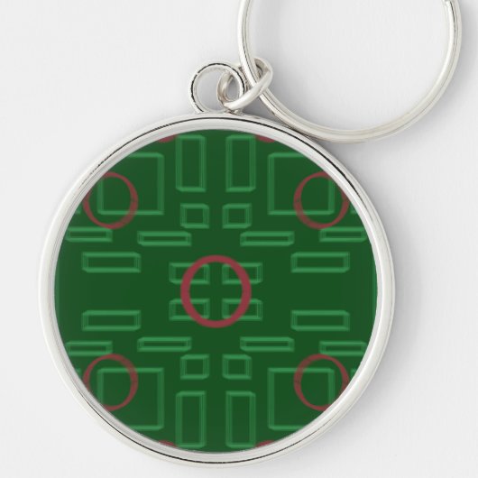 Red Circle on Green Geometric Schlüsselanhänger (Vorne)