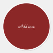 Red Circle, White Text TEMPLATE Runder Aufkleber (Vorderseite)