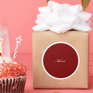 Red Circle, White Text TEMPLATE Runder Aufkleber