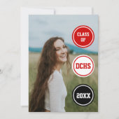 Red Circles Foto Abschluss Einladung (Vorderseite)