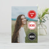 Red Circles Foto Abschluss Einladung (Stehend Vorderseite)