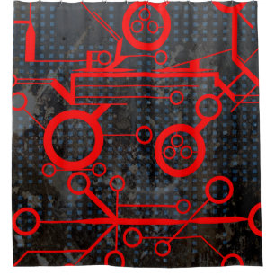 Red Circuit Duschvorhang