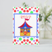 RED CIRCUS BIRTHDAY PARTY UAWG RSVP KARTE (Stehend Vorderseite)
