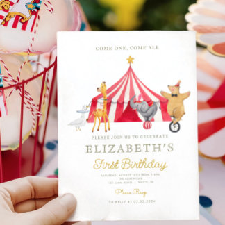 Red Circus Carnival Baby Geburtstag Einladung