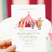 Red Circus Carnival Baby Geburtstag Einladung