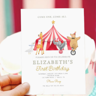 Red Circus Carnival Baby Geburtstag Einladung