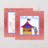RED CIRCUS FUN GLITZER PARTY EINLADUNG NEU (Vorne/Hinten)