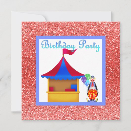 RED CIRCUS FUN GLITZER PARTY EINLADUNG NEU (Vorderseite)