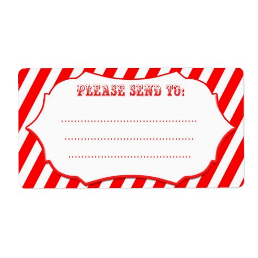 Red Circus Strip Shipping Labels (Vorne)