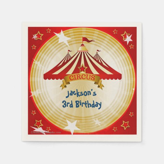 Red Circus Zent, Custom, Birthday Serviette (Vorderseite)