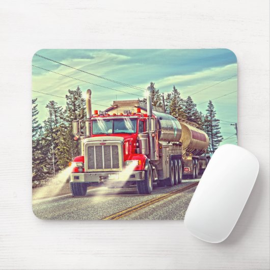 Red Cistern Truck Highway Autofahrt Art Mousepad (Mit Mouse)
