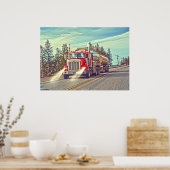 Red Cistern Truck - Lkw und Highway Art Poster (Küche)