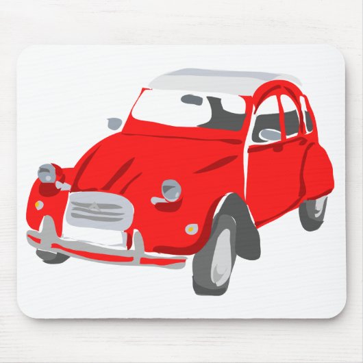Red Citroen 2 CV Mousemat Mousepad (Vorne)