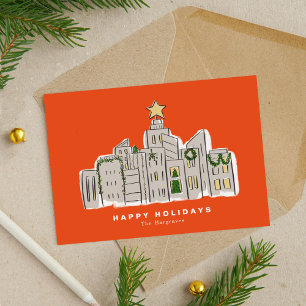 Red City Skyline Corporate Weihnachtskarte Feiertagskarte