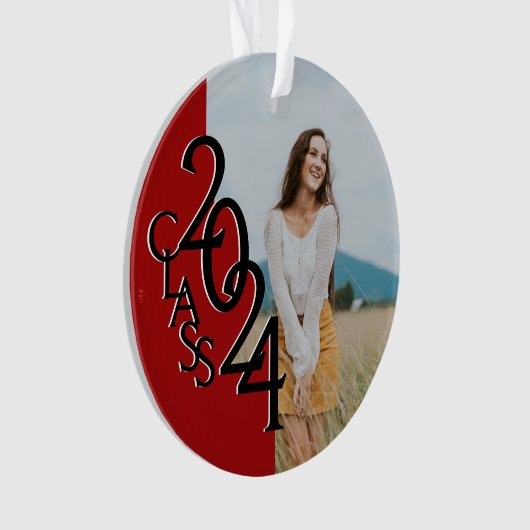 Red Class 2024 Abschluss Foto Ornament (Vorderseite)