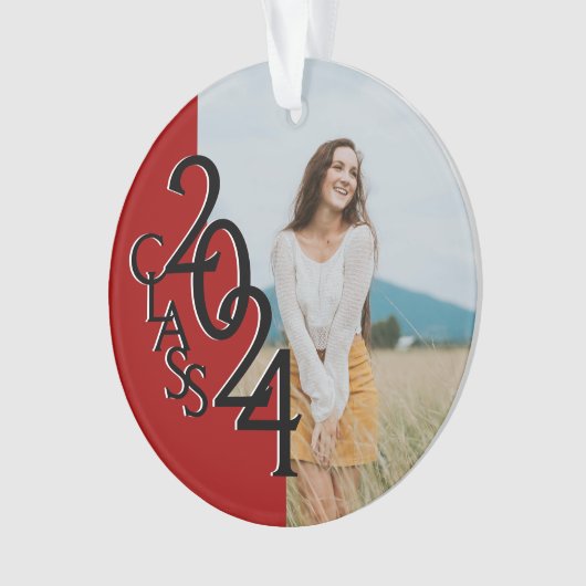 Red Class 2024 Abschluss Foto Ornament (Vorderseite)
