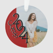 Red Class 2024 Abschluss Foto Ornament (Vorderseite)