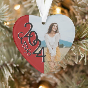 Red Class 2024 Abschluss Foto Ornament