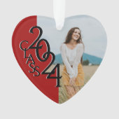 Red Class 2024 Abschluss Foto Ornament (Vorderseite)