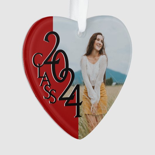 Red Class 2024 Abschluss Foto Ornament (Vorderseite)