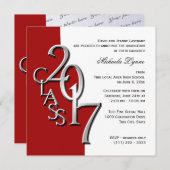 Red Class of 2017 Foto Abschluss Einladung (Vorne/Hinten)