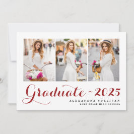 Red Class of 2025 Foto Collage Abschluss Einladung