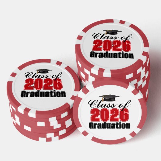 Red Class of 2026 Graduation Party Pokerchips (Stapel)