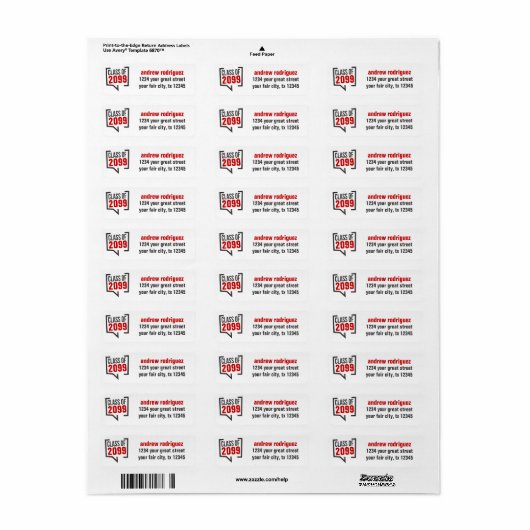 Red Class Year Speech Bubble Label (Vorne)