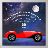 Red Classic Car Baby Boys Geburtsstunde Geburtsstu Poster (Vorne)