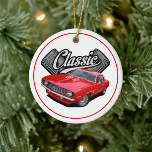 Red Classic Car Keramik Ornament