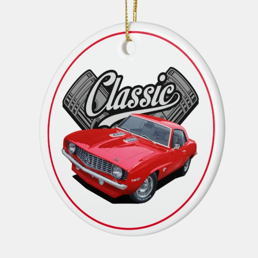 Red Classic Car Keramik Ornament (Links)