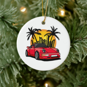 Red Classic Carrera - City Sunset Keramik Ornament