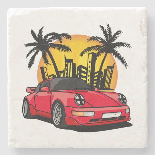 Red Classic Carrera - City Sunset Steinuntersetzer (Vorderseite)