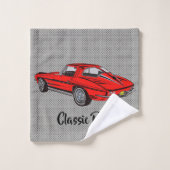 Red Classic Corvette Design Badetuch Set (Waschlappen)