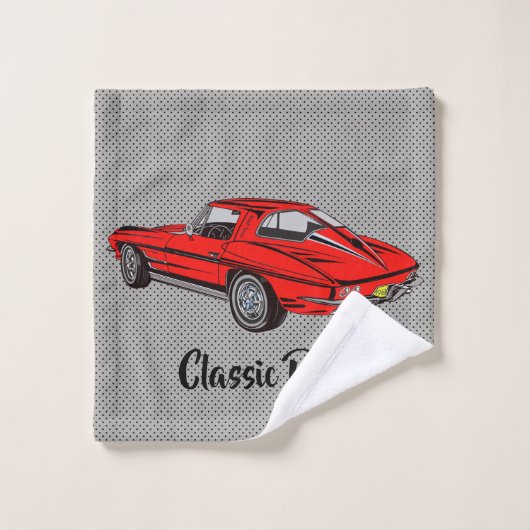 Red Classic Corvette Design Badetuch Set (Waschlappen)
