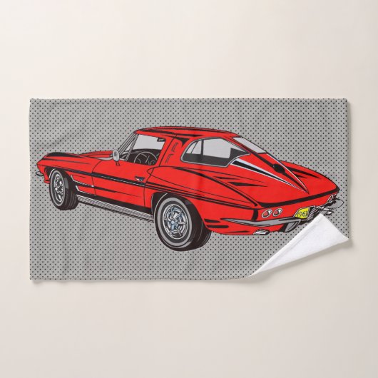 Red Classic Corvette Design Badetuch Set (Handtuch)