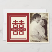 Red Classic Double Happiness Chinese Wedding Foto Save The Date (Vorderseite)