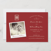 Red Classic Double Happiness Chinese Wedding Foto Save The Date (Rückseite)