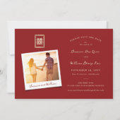 Red Classic Double Happiness Chinese Wedding Foto Save The Date (Rückseite)