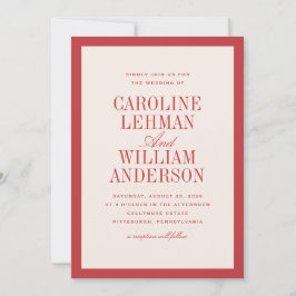 Red Classic Elegant Wedding  Einladung