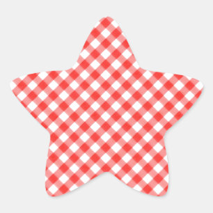 Red Classic Gingham Pattern Pic Nic Stern-Aufkleber