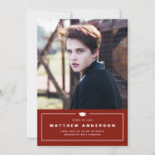 Red Classic Graduation Cap Foto Abschluss Ankündigung (Vorderseite)