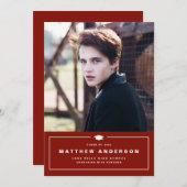 Red Classic Graduation Cap Foto Abschluss Ankündigung (Vorne/Hinten)