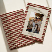 Red Classic Kariert Pattern Foto Feiertagskarte