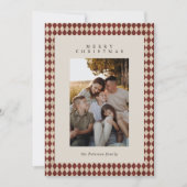 Red Classic Kariert Pattern Foto Feiertagskarte (Vorderseite)