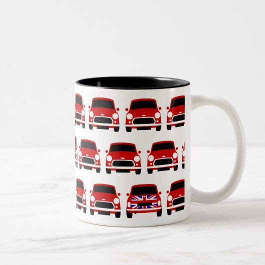 Red Classic Mini Car c/w Union Jack Tasse (Rechts)