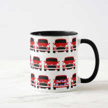 Red Classic Mini Car c/w Union Jack Tasse